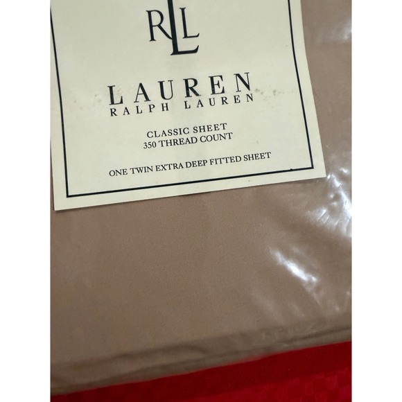 Lauren Ralph Lauren Twin Extra Deep Fitted Sheet 350 TC Supima Cotton Camel Tan - Picture 2 of 3